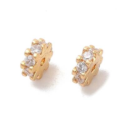 Brass Micro Pave Clear Cubic Zirconia Beads