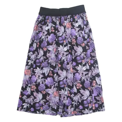 Womens A-Line Skirt Purple Knee Length Floral M