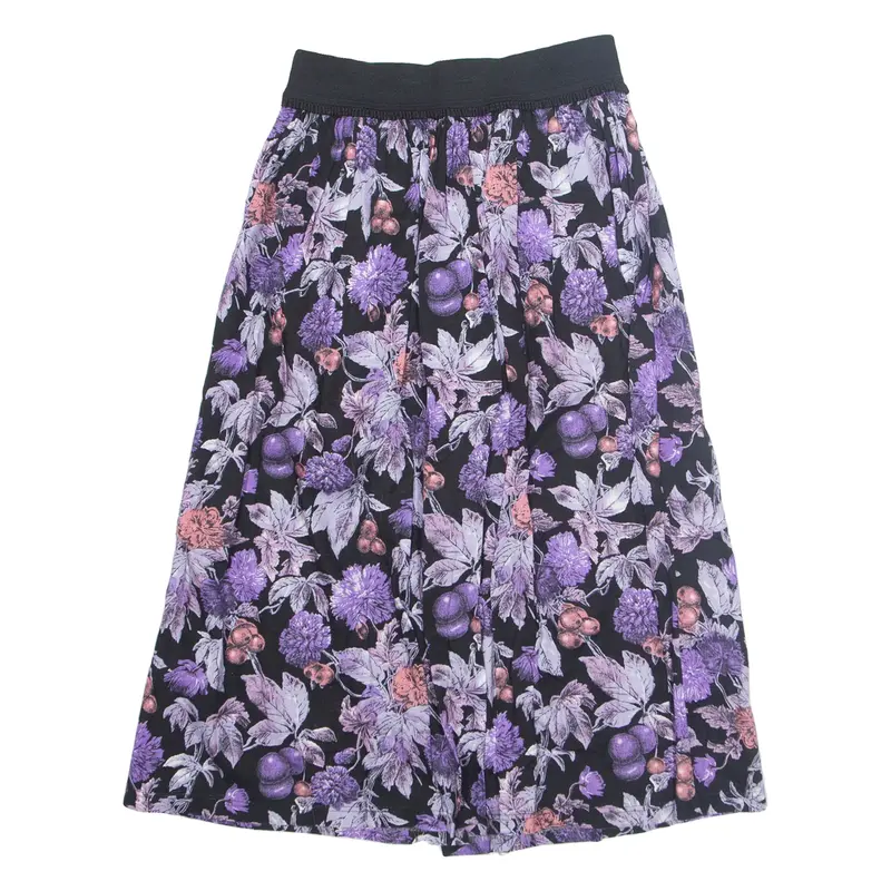 Womens A-Line Skirt Purple Knee Length Floral M