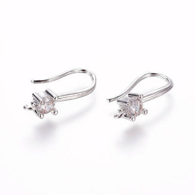 Brass Micro Pave Cubic Zirconia Earring Hooks