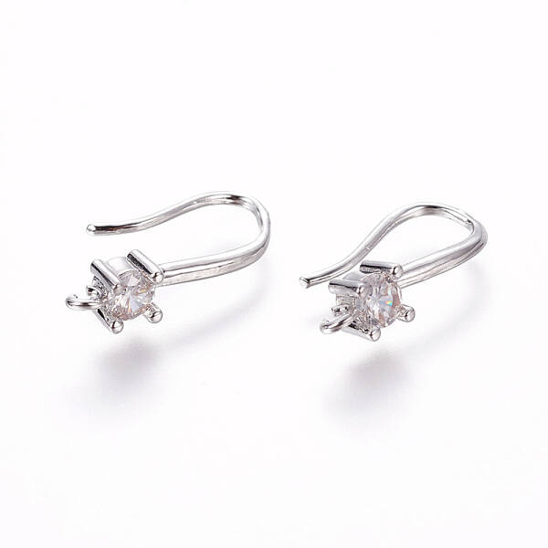 Brass Micro Pave Cubic Zirconia Earring Hooks