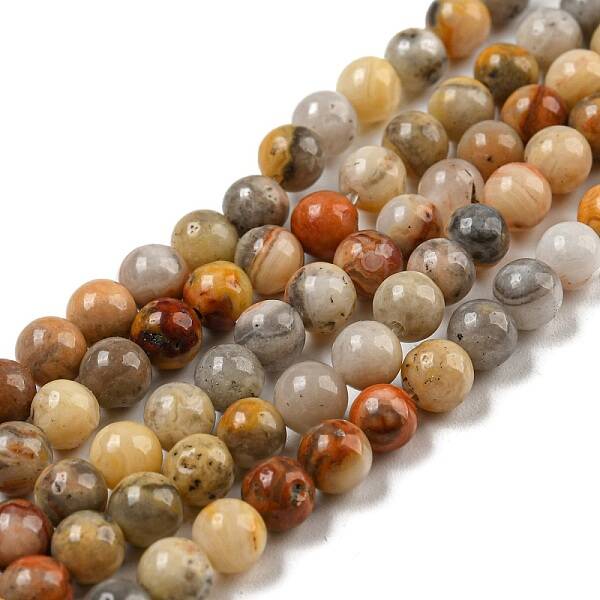 Natural Crazy Lace Agate Round Bead Strands