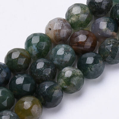 Natural Moss Agate Beads Strands