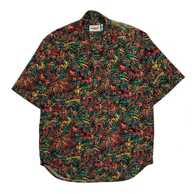 Straight Down Hawaiian Shirt - Large Multicoloured Cotton