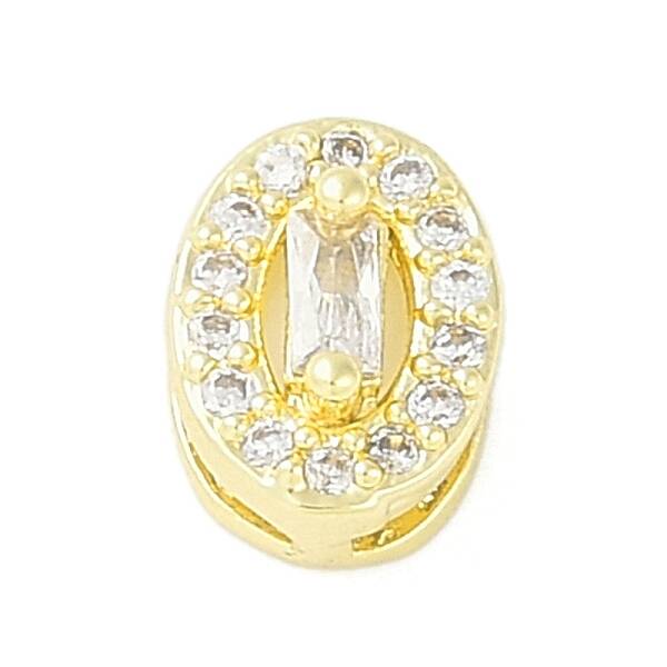 Brass Pave Clear Cubic Zirconia Slide Charms