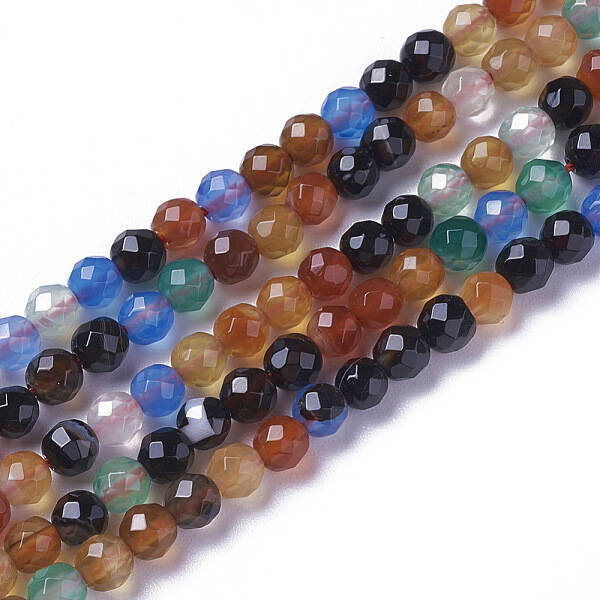 Natural Multi-Color Agate Beads Strands