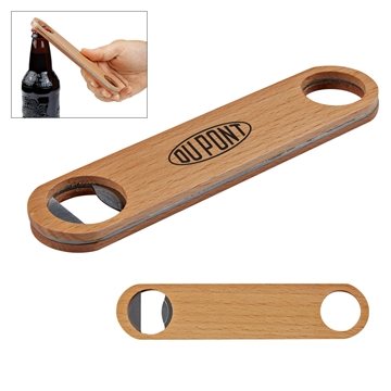 100 Promotional Large Wood Bottle Opener - Metal