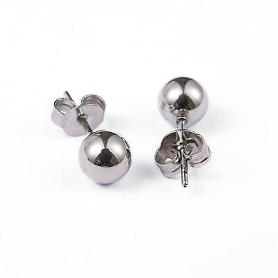 Tarnish Resistant 304 Stainless Steel Ball Stud Earrings