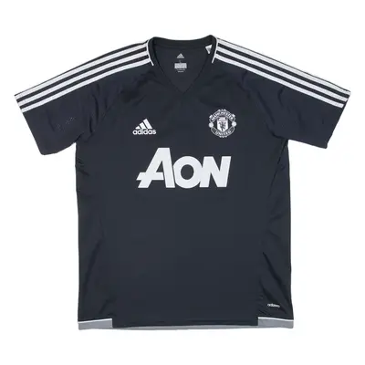 ADIDAS Manchester United Mens Football Shirt Jersey Grey V-Neck L