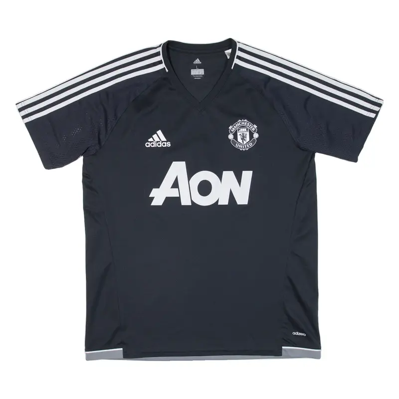 ADIDAS Manchester United Mens Football Shirt Jersey Grey V-Neck L