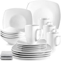 Zulay Kitchen 16-Piece Dinnerware Set for 4 - Stylish Durable Square Porcelain Dishes, Chip & Scratch-Resistant, Dishwasher &...