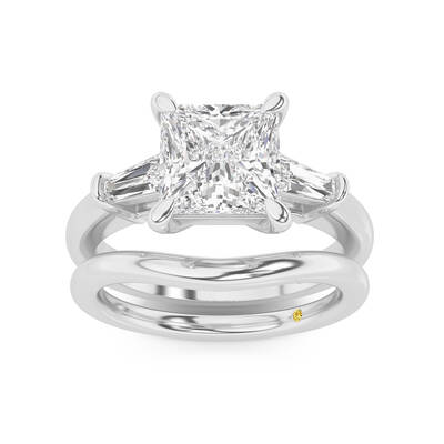Ignite Lab Grown Princess Cut Diamond Engagement Ring with the Zola Wedding Band | 14K White Gold 3 1/2 ct. tw.