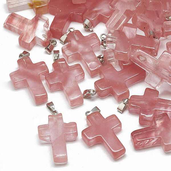 Cherry Quartz Glass Pendants
