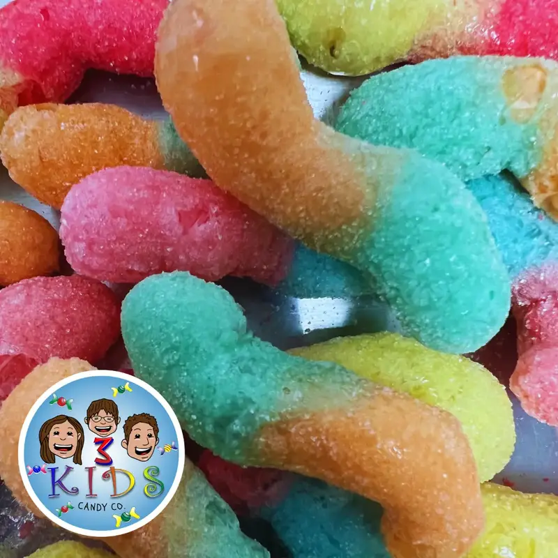 Freeze Dried Sour Gummy Worms Candy Snack Sweet