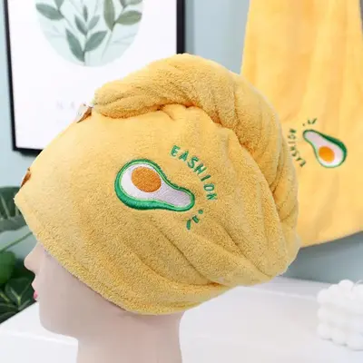 Creative Avocado & Lemon & Star & Moon Pattern Hair Towel, 1 Count Soft Hair Drying Towel Wrap, Hair Towel Cap for Women & Gi...