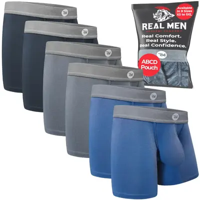 Modal 7in Boxer Briefs No Fly 6pk Black/Dark Gray/Navy Man Menswear Underwear Basketball Day Medium Breathable Short Soft Pla...