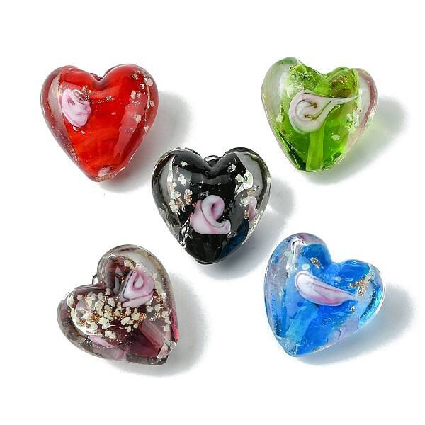 Luminous Handmade Gold Sand Lampwork Beads