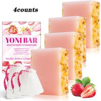 Ikzee Yoni Bar Strawberry Scented Body Wash Soap, Each Box Comes with Foaming Net, Moisturizing Kojic  Soap, Light Strawberry...