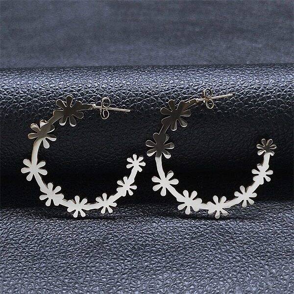 Non-Tarnish 304 Stainless Steel Flower Stud Earrings