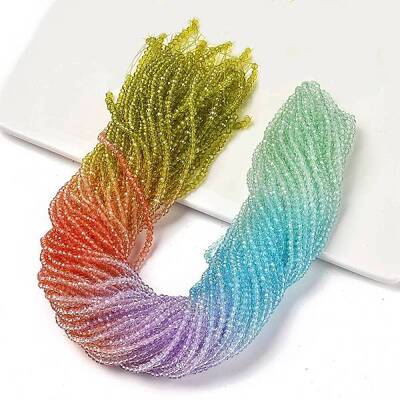 Transparent Painted Glass Beads Strands