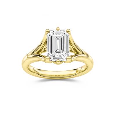 Rosie Emerald Cut Lab Grown Diamond Engagement Ring | 10K Yellow Gold 2 1/2 CT. TW.