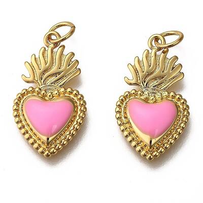 Golden Tone Brass Enamel Pendants