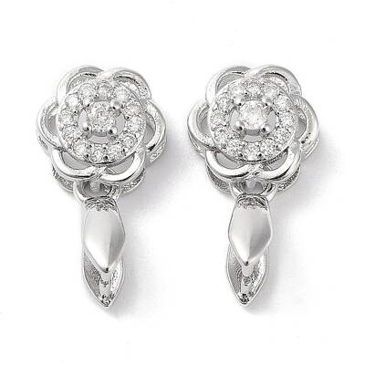 Brass Micro Pave Cubic Zirconia Ice Pick Pinch Bails