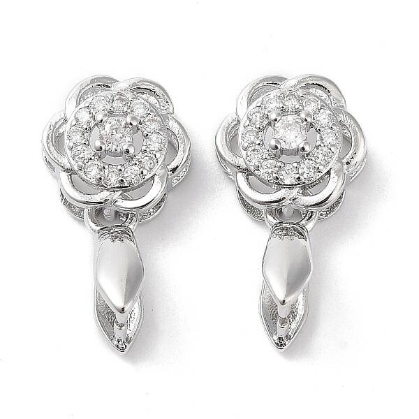 Brass Micro Pave Cubic Zirconia Ice Pick Pinch Bails