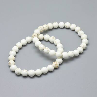 Natural Magnesite Bead Stretch Bracelets