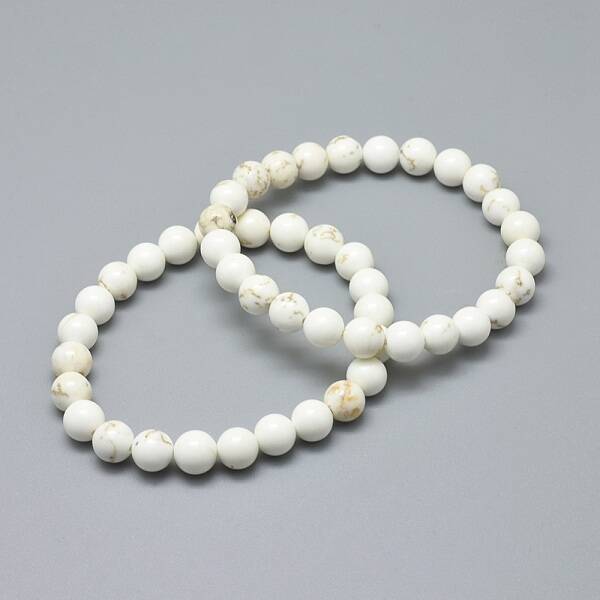 Natural Magnesite Bead Stretch Bracelets