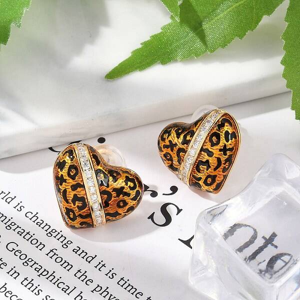 Brass Rhinestone Stud Earrings