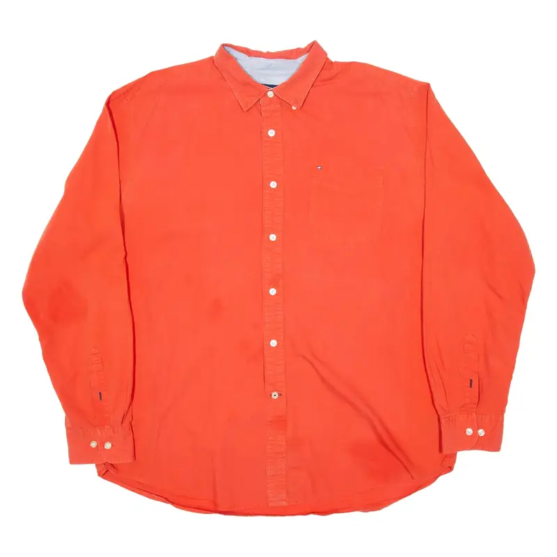 TOMMY HILFIGER Mens Plain Shirt Orange Long Sleeve XL