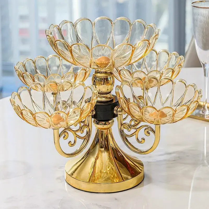 Storage Multi-layer Rotating Fruit Plate, 1 Count Exquisite Luxury Style Fruit Display Racks, Dessert Organiser, Organization...