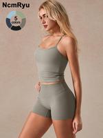 Women's Sports Vests Shorts Hanging Neck Cross Suspender Beautiful Hip Line Design High Elasticity Abdominal Compression Hip ...
