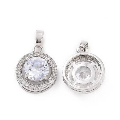 Brass Micro Pave Clear Cubic Zirconia Pendants
