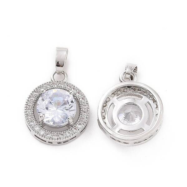 Brass Micro Pave Clear Cubic Zirconia Pendants