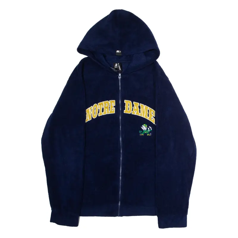 STARTER Notre Dame Mens Fleece Jacket Blue USA Hooded L