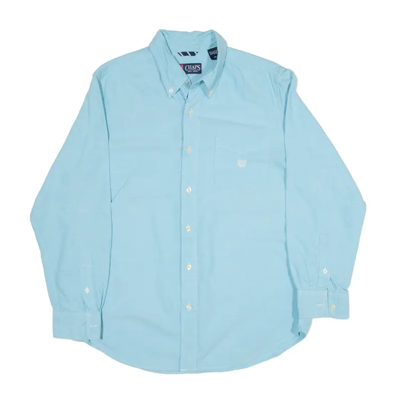 CHAPS Plain Shirt Blue Long Sleeve Mens M