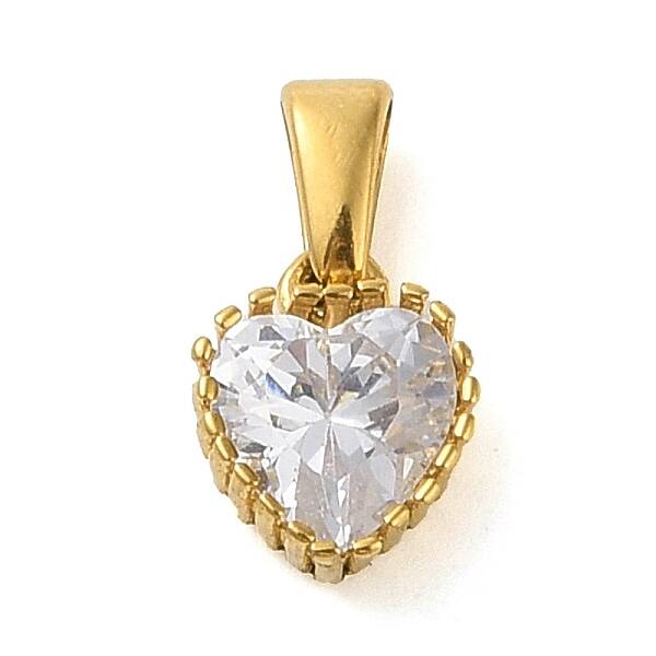 304 Stainless Steel Micro Pave Cubic Zirconia Pendants