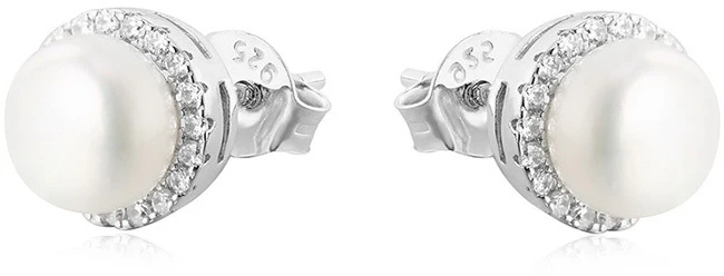 Beneto Silver earrings with pearl gems AGU131