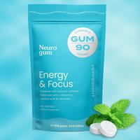 Neuro Energy Caffeine Gum (90 Pieces) - Sugar-Free Nootropic Gum for Energy & Focus with L-theanine, Caffeine, Vitamin B12 & ...