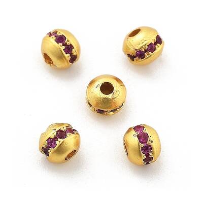Brass Micro Pave Cubic Zirconia Beads
