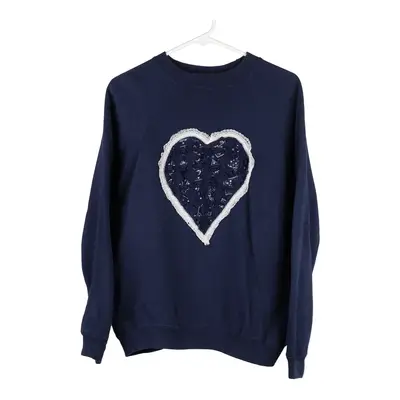 Hanes Graphic Sweatshirt - Large Navy Cotton Blend