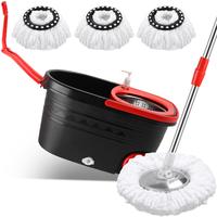 Spin Mop and Bucket with Wringer Set on Wheels, 3 Microfiber Mop Replacement Heads and 61\