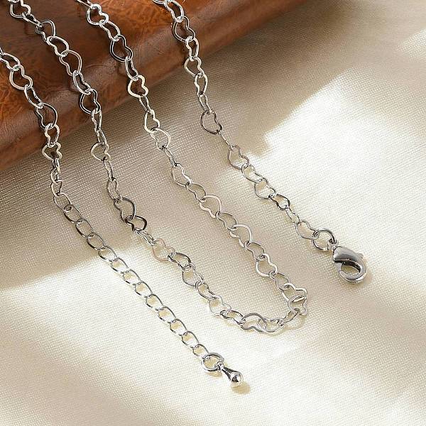 Brass Heart Link Chain Necklaces