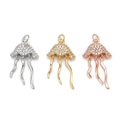 Brass Micro Pave Clear Cubic Zirconia Pendants