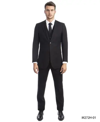 Tazio Men's 3-Piece Dark Pinstripe Suit | Award-Winning Design