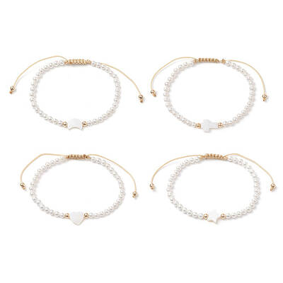 Shell Pearl Braided Bead Bracelets