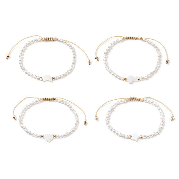 Shell Pearl Braided Bead Bracelets