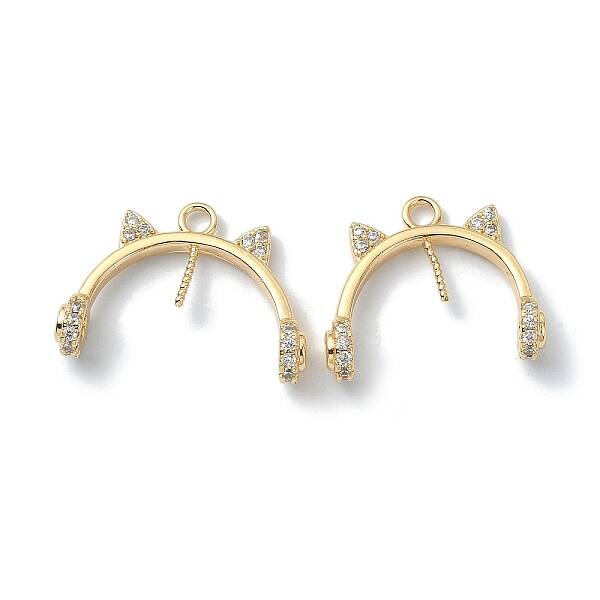 Brass Micro Pave Clear Cubic Zirconia Peg Bails
